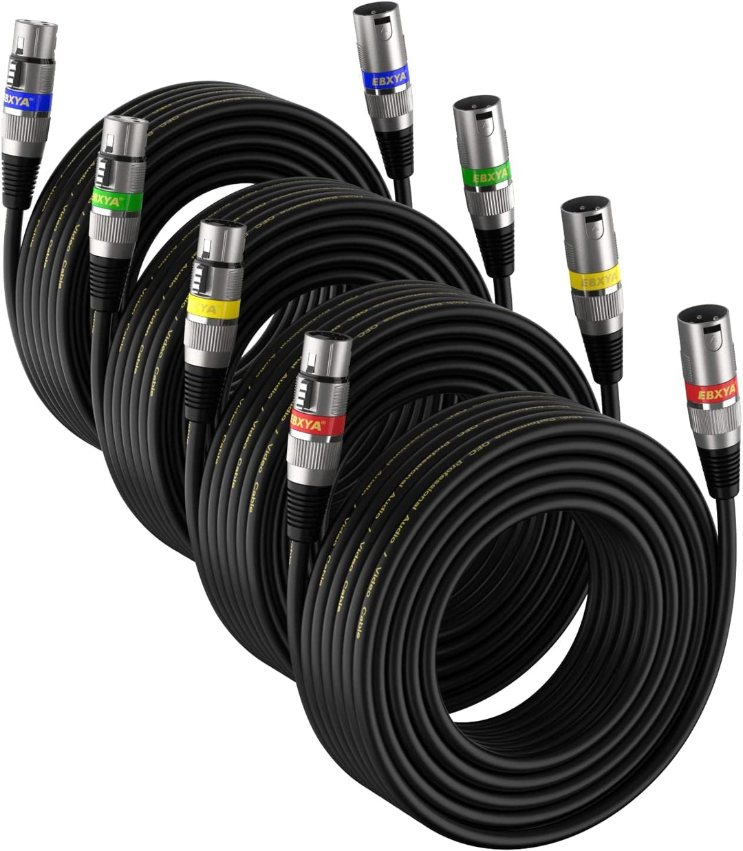 EBXYA XLR -Kabel 6m 4 Pack - Mikrofonkabel Ausgeglichen DMX -Kabel Männlich bis Weiblich Geeignet fü