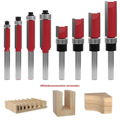 27 Stück 8mm Schaft Bündigfräser-Set, mit Schlagmagnet-Bits, Lager, Schraubenschlüssel, 8mm Schaftfr