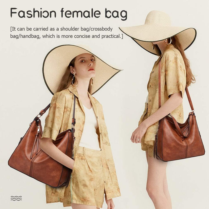 Lifetooler Handtaschen Set Gross Leder Tasche Schultertasche Hobo Taschen Damen Portemonnaie Geschen