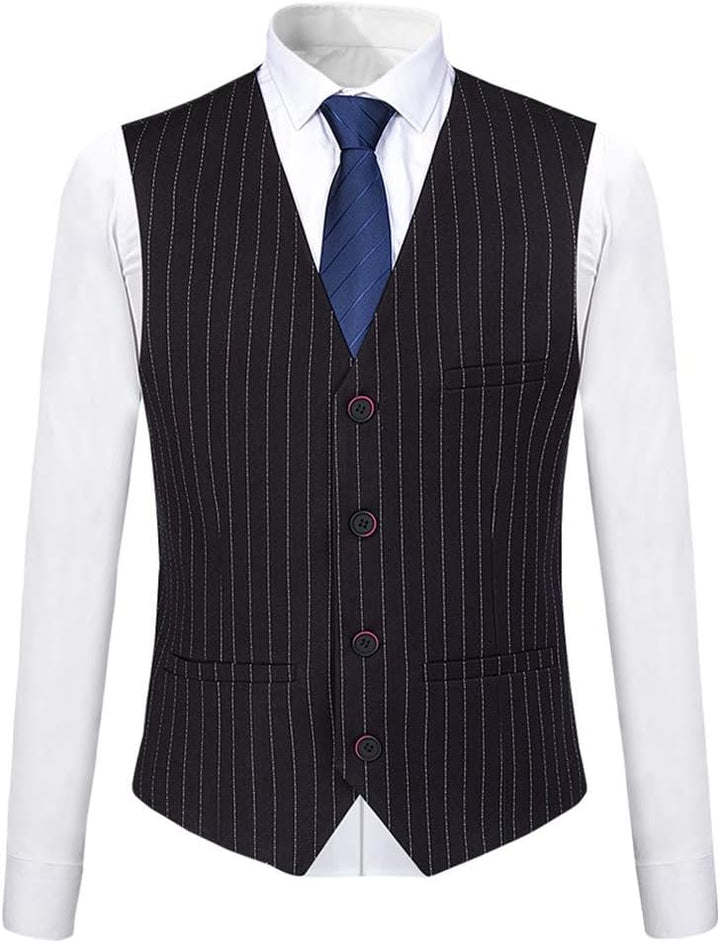 YOUTHUP Anzug Herren Slim Fit 3 Teilig Vertikale Streifen Anzüge Business Herrenanzug Sakko Weste Ho