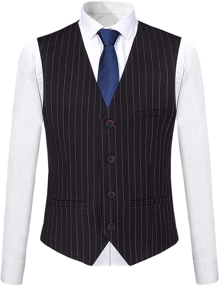 YOUTHUP Anzug Herren Slim Fit 3 Teilig Vertikale Streifen Anzüge Business Herrenanzug Sakko Weste Ho