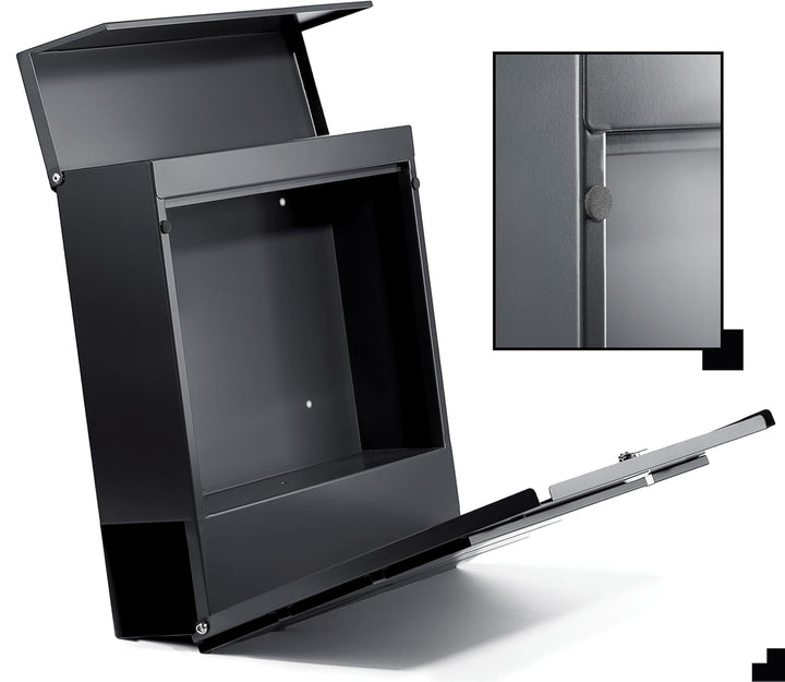 Design Anthrazit Briefkasten mit Hausnummer & Ihre Namen Gravur Personalisiert, Wandbriefkasten mit