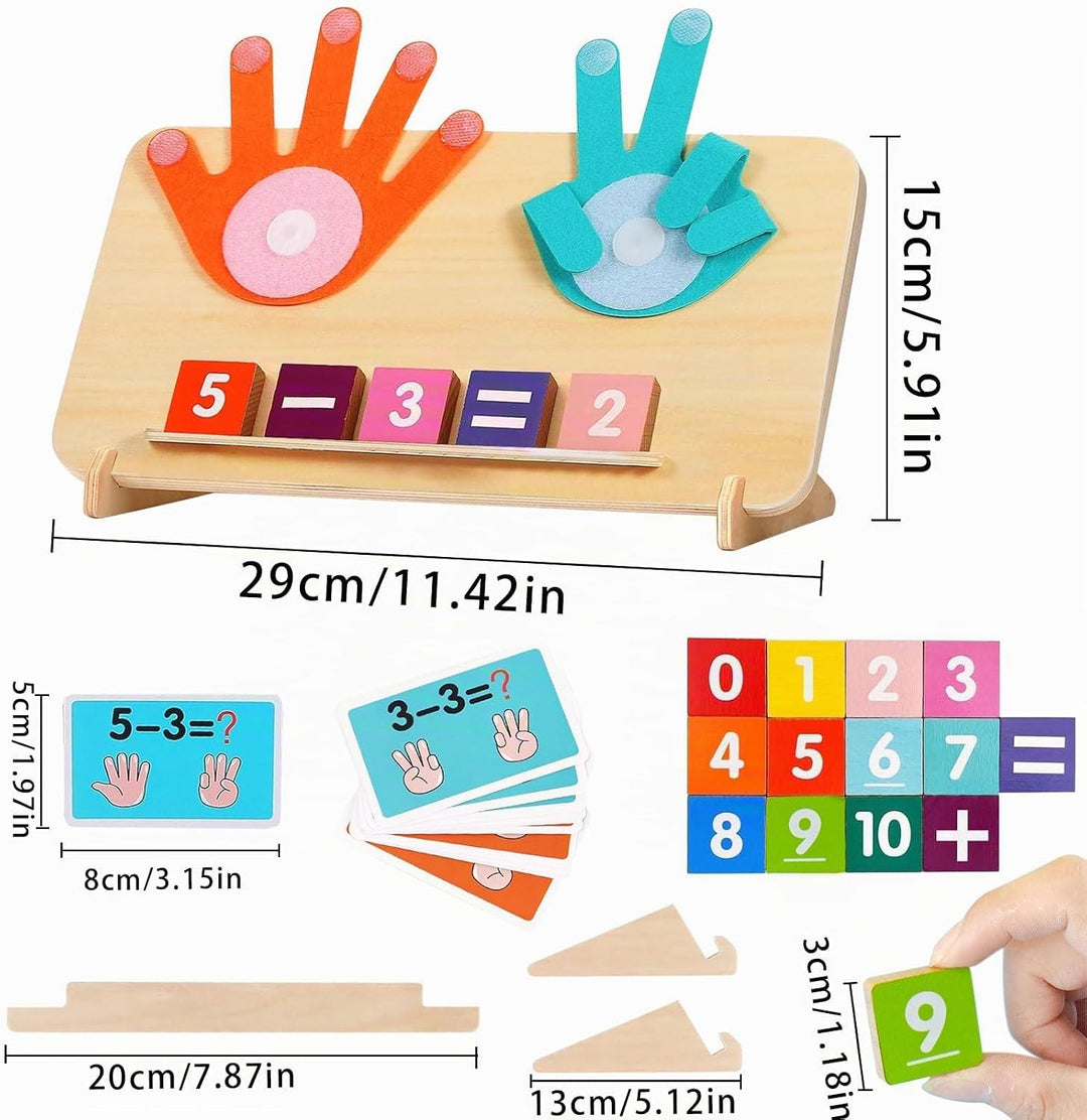 Holz Mathe Spielzeug, Zahlen Lernen für Kinder, Fingerzähl-Mathespielzeug, Zählen Lernspielzeug, Päd
