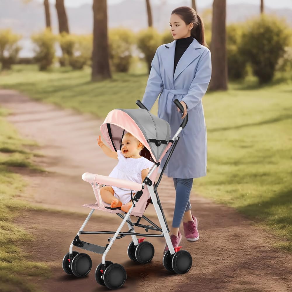 Kinderwagen, faltbar, für Babys von 0 – 4 Jahren, verstellbare Sonnenblende, stossfeste Räder, Kapaz