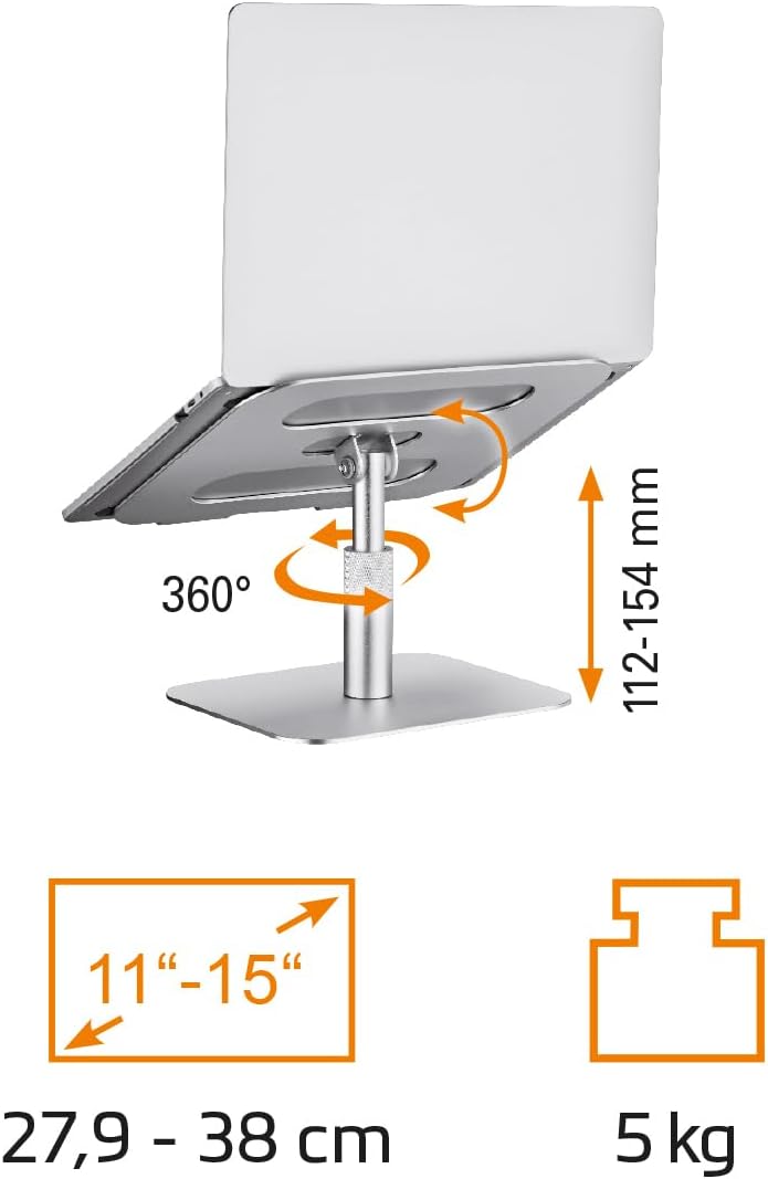 my wall höhenverstellbarer Laptop&Tablet Ständer - HT47L, Laptops Ständer, edles Aluminium, 360° Dre
