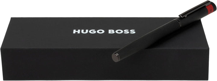 Hugo Boss Loop Diamond Füllfederhalter aus Messing in der Farbe Schwarz, Länge: 14,7cm, Federstärke: