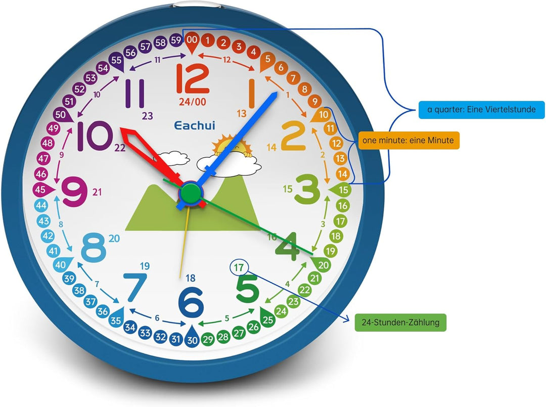 Analog Wecker Kinder ohne Ticken für Jungen und Mädchen - Analog Quarzwecker mit Nachtlicht, Snooze