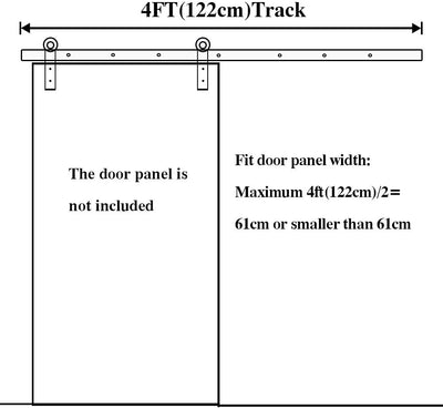 LWZH 4FT/122 cm Schiebetürbeschlag Set Barn Door Hardware Kit Laufschienen für Schiebetür Hängeschie