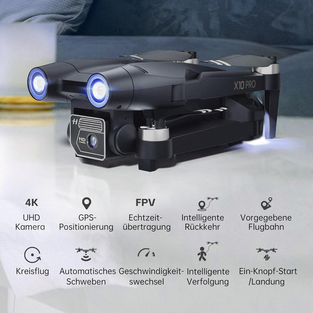 CHUBORY X10 PRO GPS Drohne mit 4K UHD Kamera für Erwachsene | 90 Min Flugzeit & 1000m Steuerreichwei