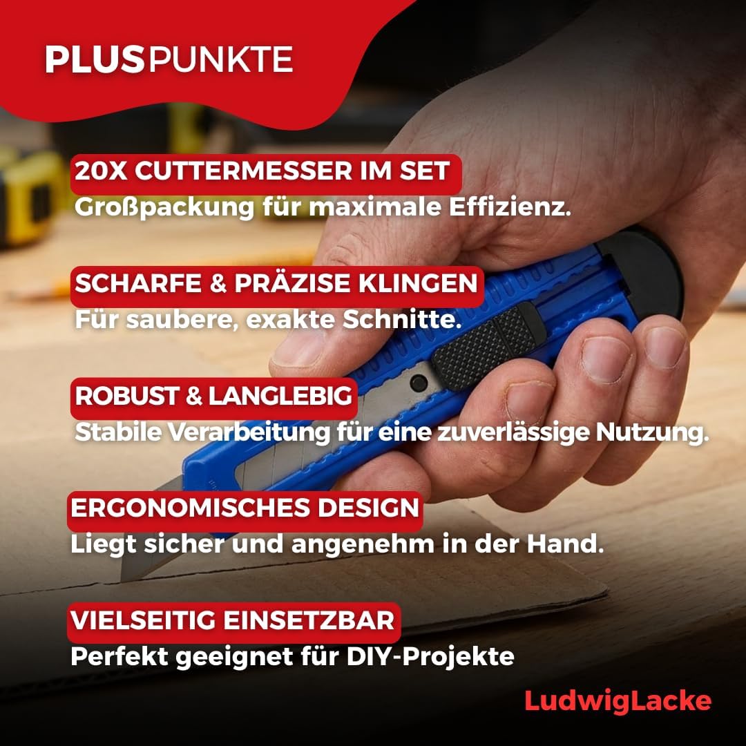 Cuttermesser 100 Stück Profi Teppichmesser Paketmesser18 mm