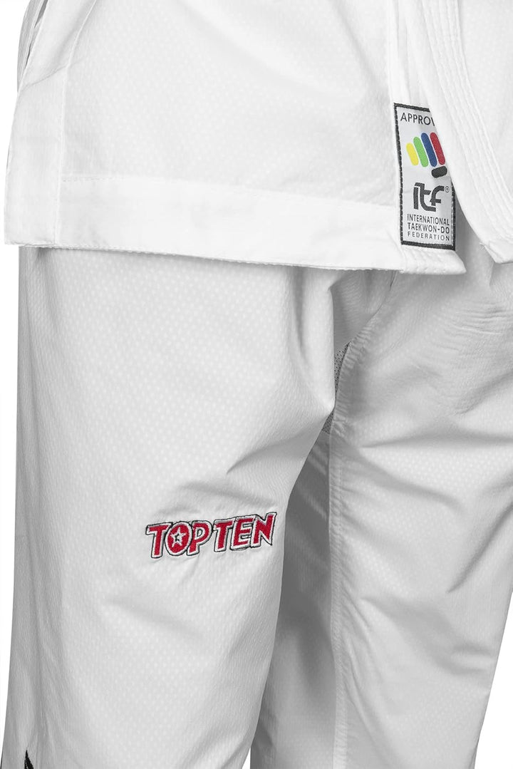 TOP TEN Taekwond-Do Student Dobok „Diamond“ (ITF Approved) 190 Weiss, 190 Weiß
