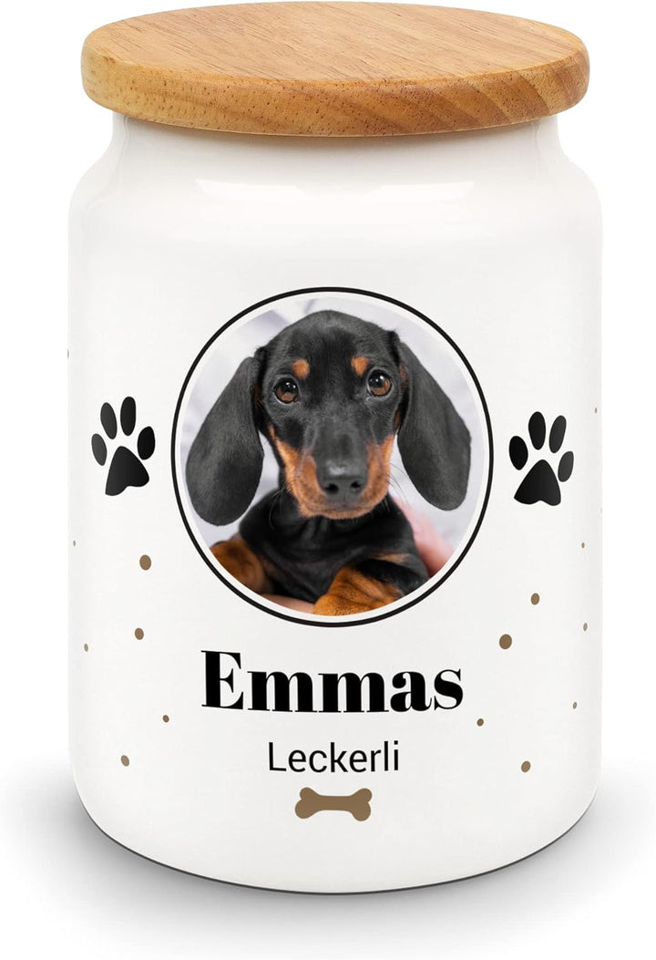 Grosse Leckerlidose "Pfoten-Design" gestalten - personalisiert mit Foto und Wunschnamen - für Hunde