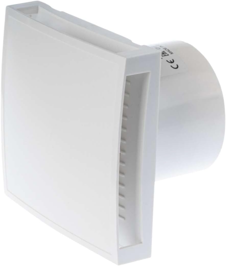 EUROPLAST Ø 125mm Bad-Lüfter mit Timer - mit Weiss Front, Leise Ventilator - Fan zur Belüftung Ø 125