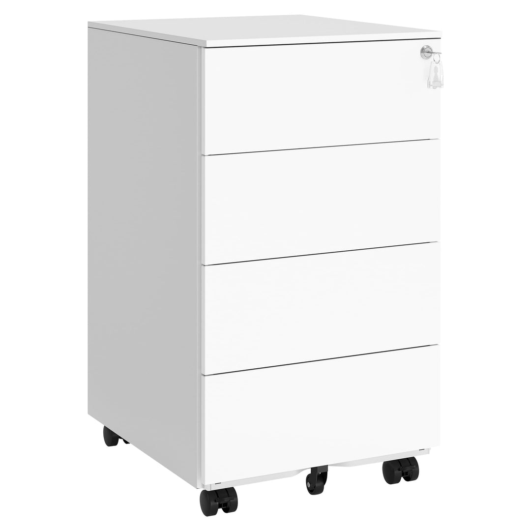SONGMICS Rollcontainer, Metallschrank, mobiler Aktenschrank, Druckertisch, abschliessbar, 4 Schublad