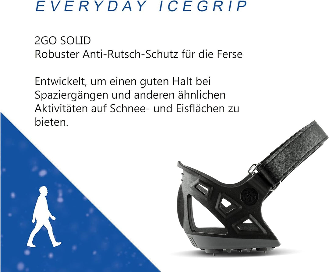 2GO Everyday Icegrip SOLID Fersen-Spikes, Anti-Rutsch Schuhspikes, Schuhkrallen, Steigeisen, Schnee