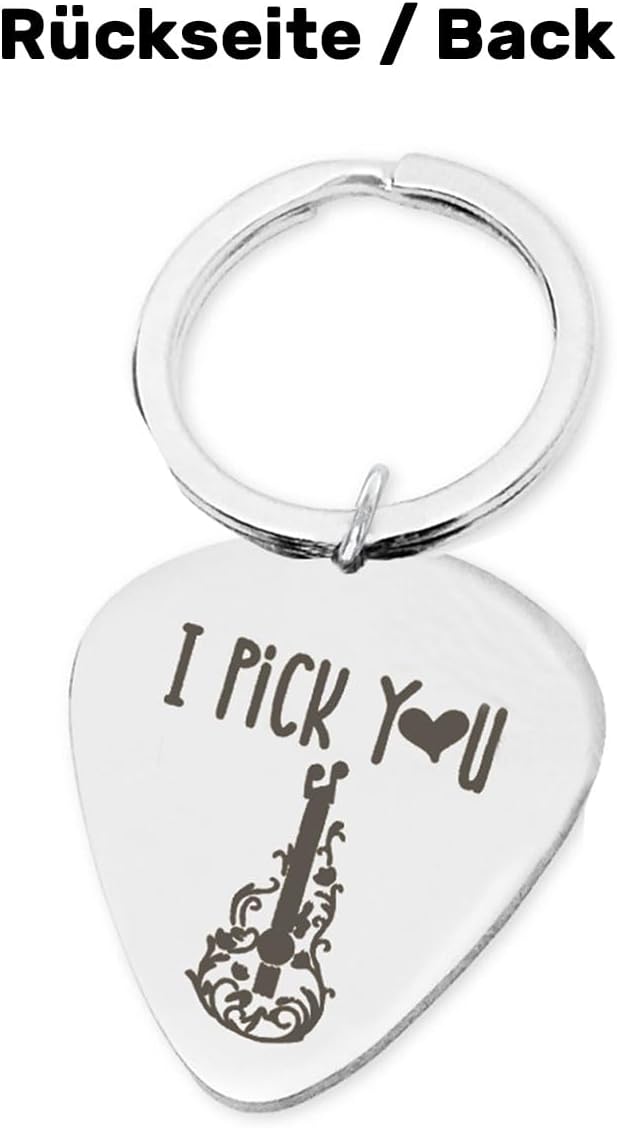 keepdrum Personalisierter Schlüsselanhänger Plektrum "I Pick You" mit Wunsch-Gravur Pick You mit Wun