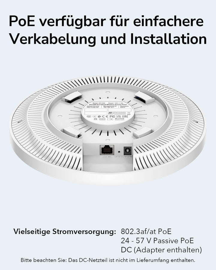 Cudy AC1200 Gigabit Wireless Access Point, Gigabit RJ45, Business-WLAN-Lösung mit Mesh-Unterstützung