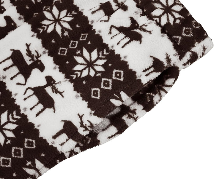 Runcati Schlafanzughose Herren Lang Fleece Warm Weihnachts Rentier Hose Freizeithose mit Taschen und