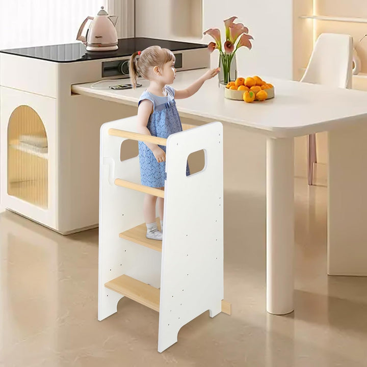 OHMG Lernturm ab 1 Jahr,Learning Tower,3 Höhenverstellbar Montessori Lernturm mit Kippschutz,Stehhil