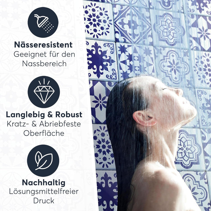 20 Stück Fliesenfolie für Bad und Küche 20x20 cm - Mosaikfliesen, Fliesensticker - selbstklebende Fl