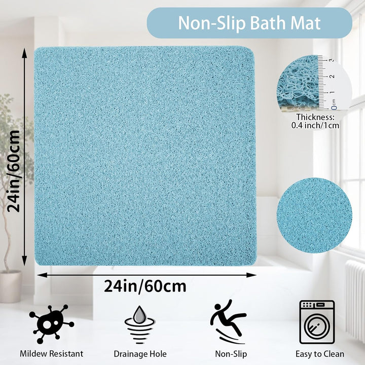 Antirutschmatte Dusche 60x60 cm, Weich Komfort, Duschmatte rutschfest, Antibakterielle Badematte mit