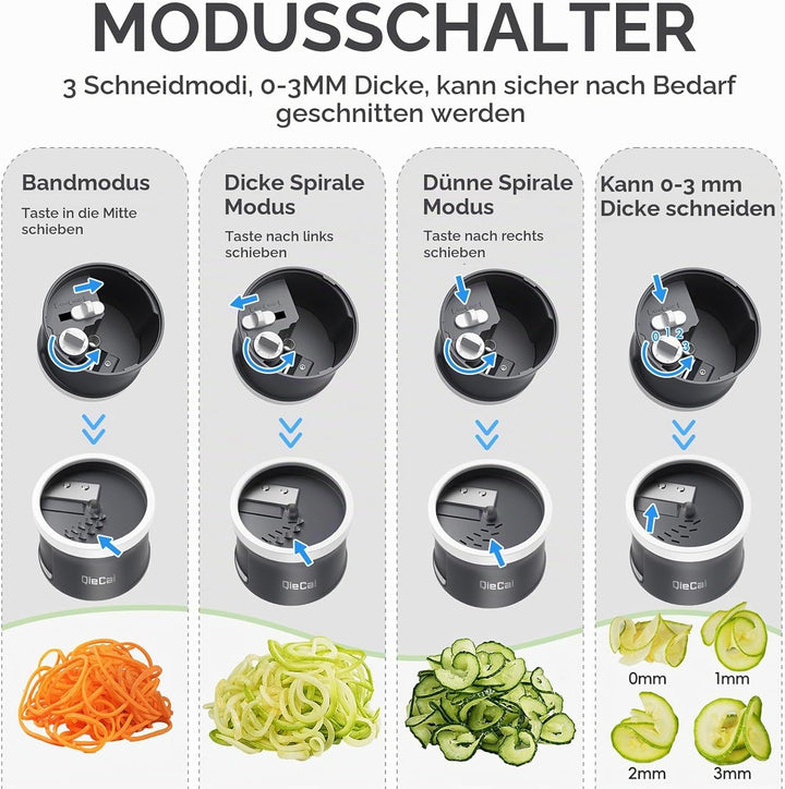 Spiralschneider Gemüse mit Behälter- 4 in 1 zucchini spiralschneider Gemüseschneider Spaghetti Gemüs