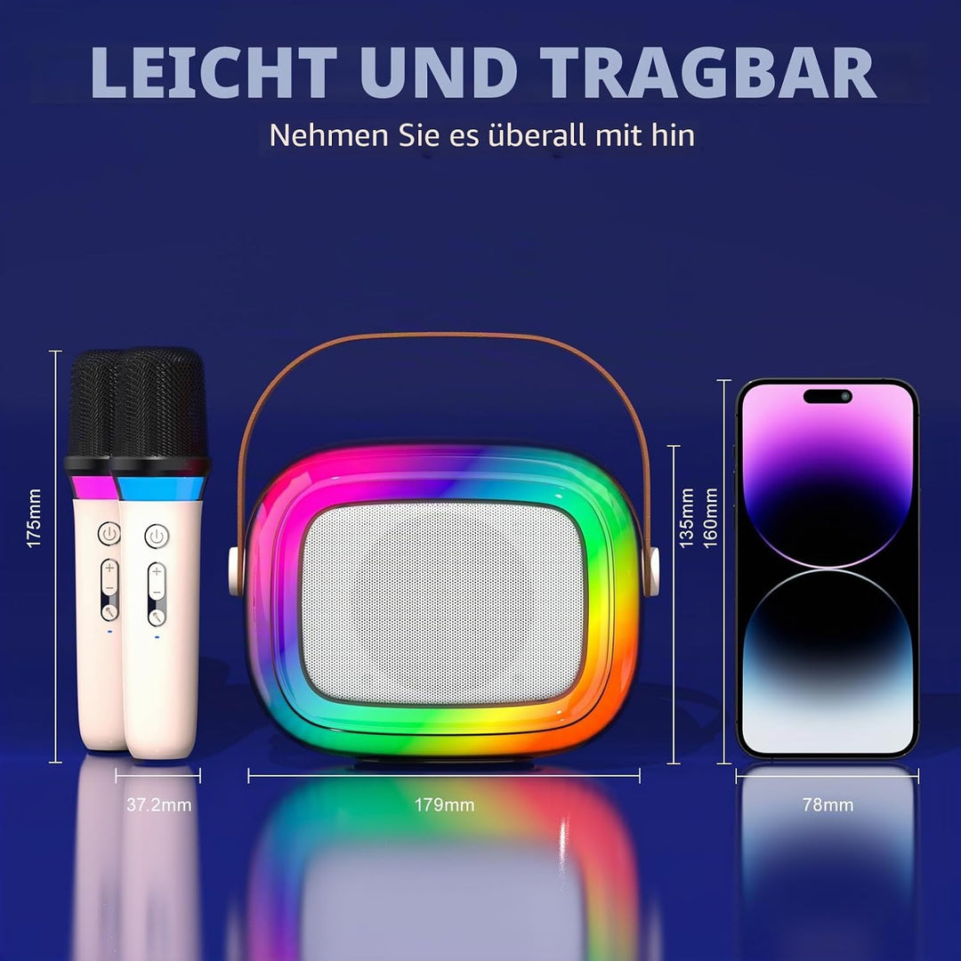GUYUCOM Karaoke Machine mit 2 Kabellose Mini Mikrofon für Kinder und Erwachsene, Tragbaren Bluetooth