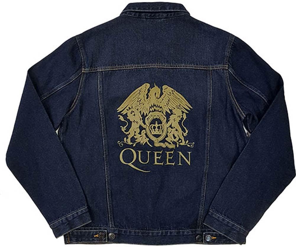 Rock Off Queen Denim Jacke Classic Crest Band Logo Freddie Mercury Nue offiziell Unisex L