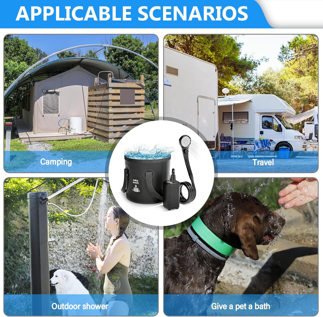 20L Upgrade Tragbare Campingdusche, Campingdusche Tragbare, Schwarze Aussendusche Elektrische Aussen