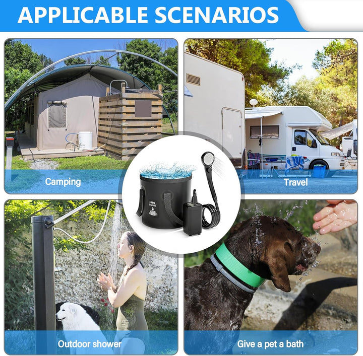 20L Upgrade Tragbare Campingdusche, Campingdusche Tragbare, Schwarze Aussendusche Elektrische Aussen
