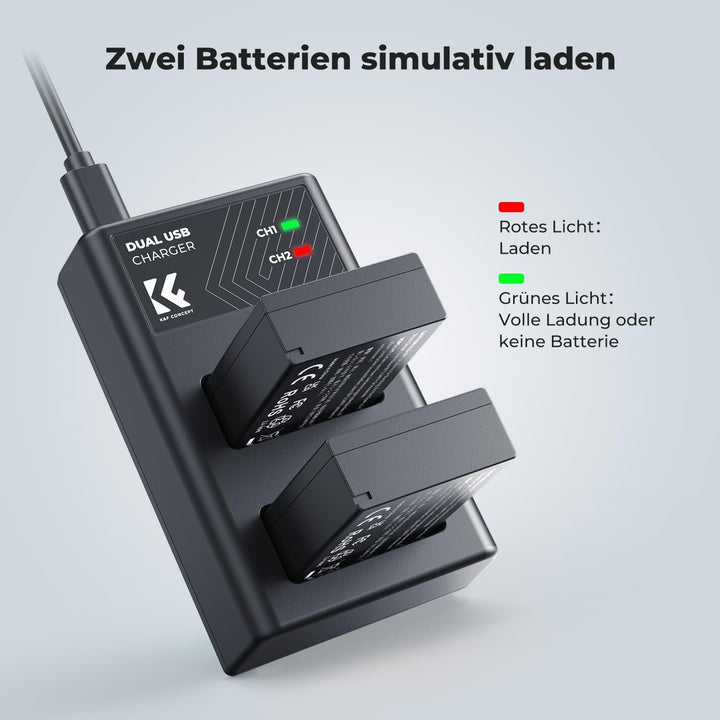 LP-E17 Kameraakkus Ladegerät 1250mAh ，K&F Concept Batterie Ladeset für Canon EOS RP,Rebel T8i,T7i,T6