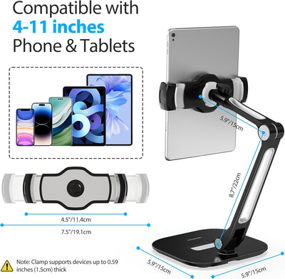 AboveTEK Tablet Ständer Höhenverstellbar Tablet Halterung Tisch, iPad Ständer Schwarz für iPad Mini