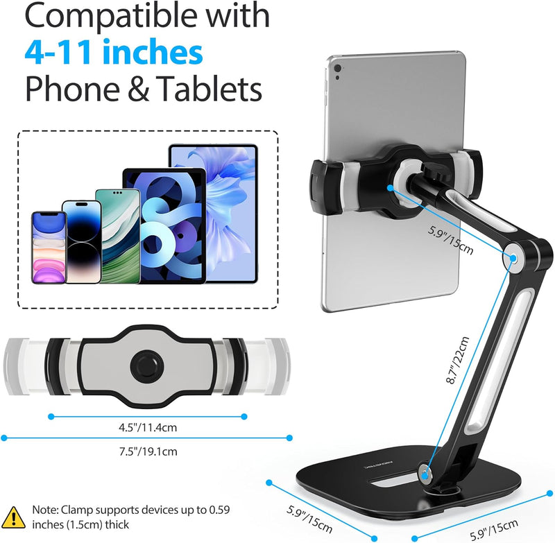 AboveTEK Tablet Ständer Höhenverstellbar Tablet Halterung Tisch, iPad Ständer Schwarz für iPad Mini