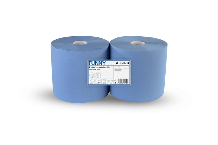 Funny Putzpapierrollen, 3 lagig, recycling blau, 26 cm, 500 Blatt, 1er Pack (1 x 2 Stück) Single, Si