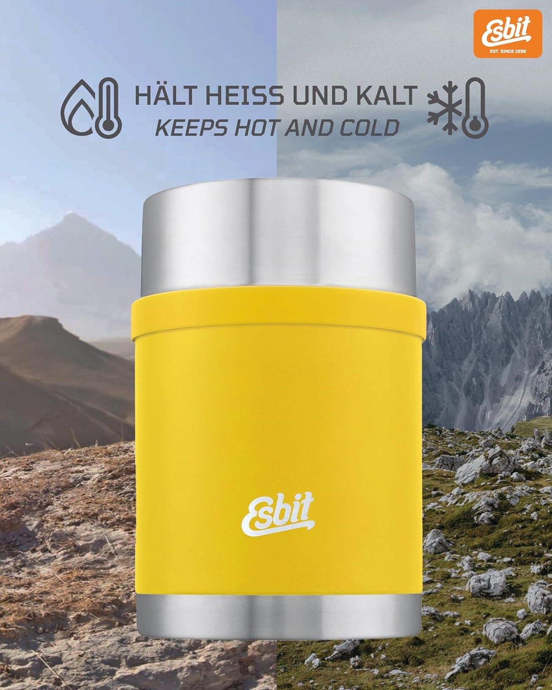 Esbit Thermobehälter Sculptor für Essen - Warmhaltebehälter 750 ml in Sunshine Yellow - aus Edelstah
