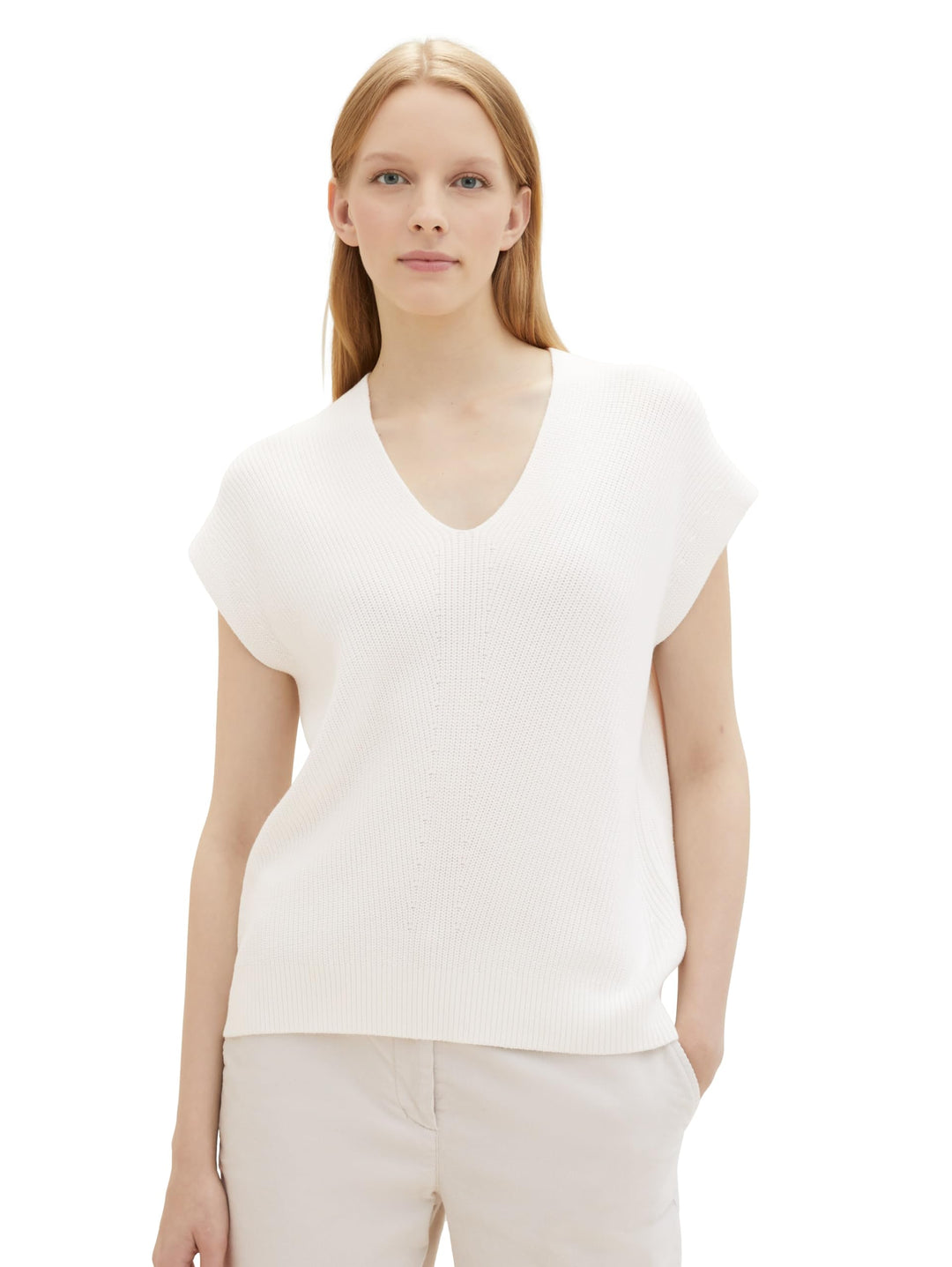 TOM TAILOR Damen Pullunder M 10315 - Whisper White, M 10315 - Whisper White