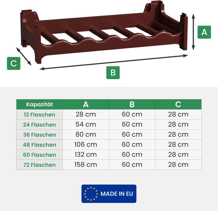 ARTECSIS Weinregal stapelbar Kunststoff für 72 Flaschen, stabiles Flaschenregal in Gastronomie-Quali