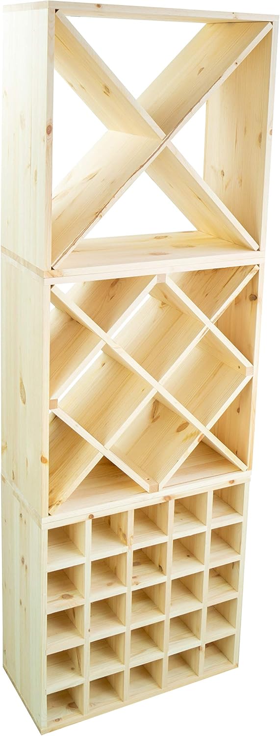 Kistenkolli Altes Land grosses Weinregal in DREI Ausführungen für bis zu 25 Flaschen 52 x 25 x 52 cm