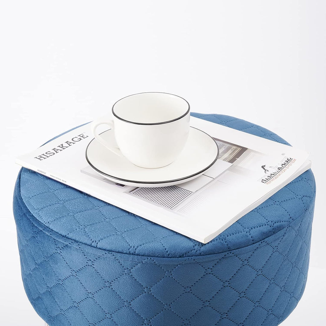 Zedelmaier Runder Velvet Hocker,Polsterhocker,Footrest Stool Ottoman,Samt Hocker bis zu 100 kg belas