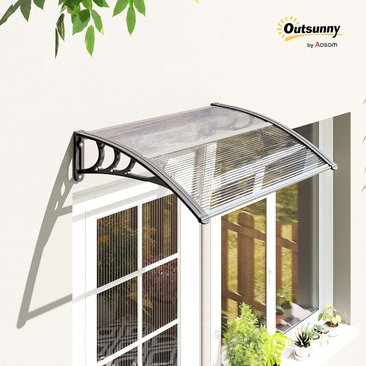 Outsunny Vordach Haustürvordach 100 x 75 cm Pultvordach Überdachung Polycarbonat Transparent Transpa