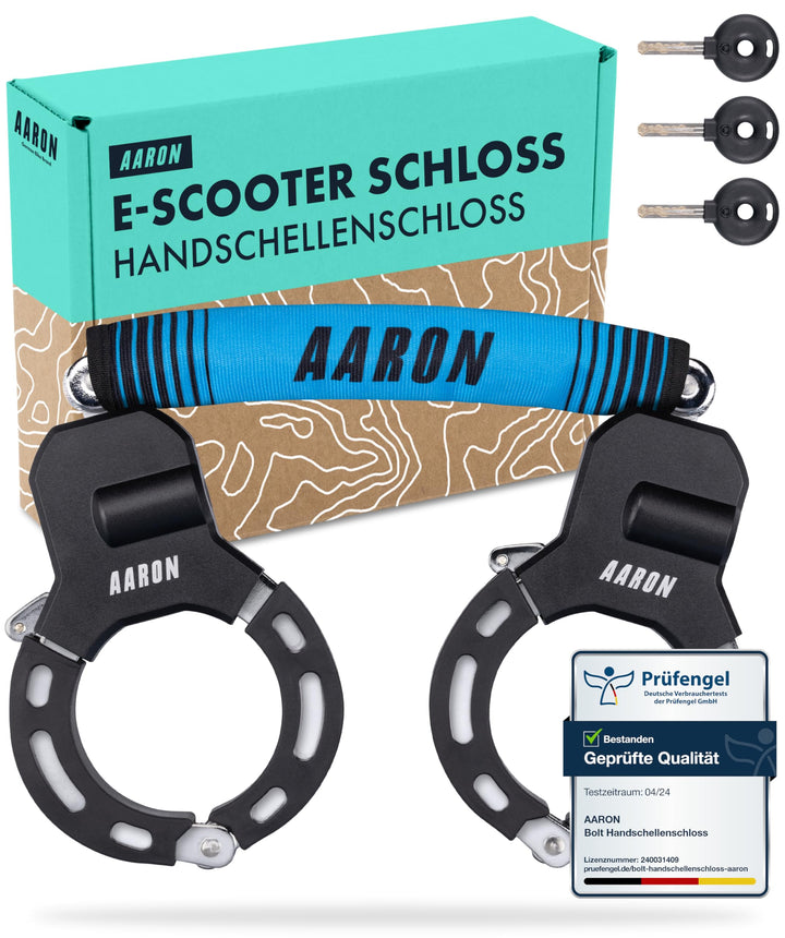 AARON Handschellenschloss für E-Scooter - Hochsicherheits-Design - Flexibles Fahrradschloss mit Stah