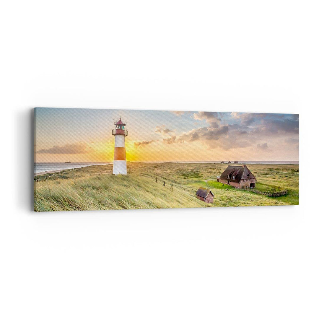 Panorama Bilder auf Leinwand Leuchtturm Meer Leinwandbild mit Rahmen 90x30cm Wandbilder Dekoration W