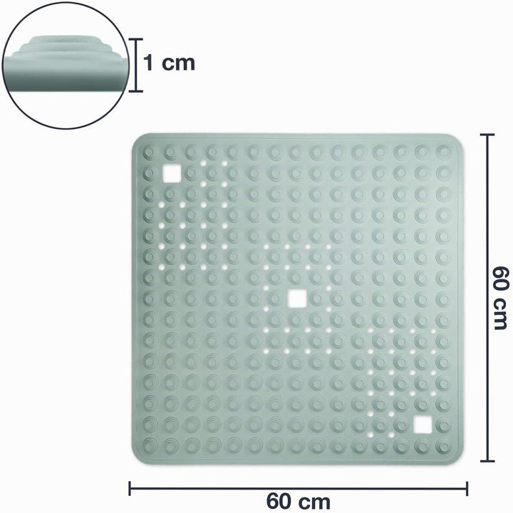 WohnDirect Duschmatte Mint/quadratisch: 60x60 cm - sehr rutschfest &amp; sehr robust - Antirutschmatte f