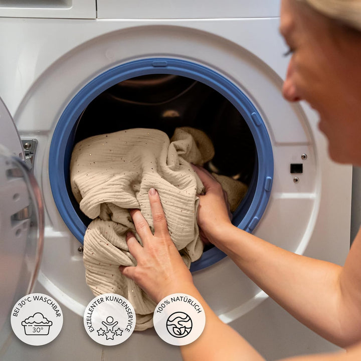Betthimmel Babybett mit Goldapplikationen [in 12 Farben] Himmel Babybett aus 100% Baumwolle Musselin