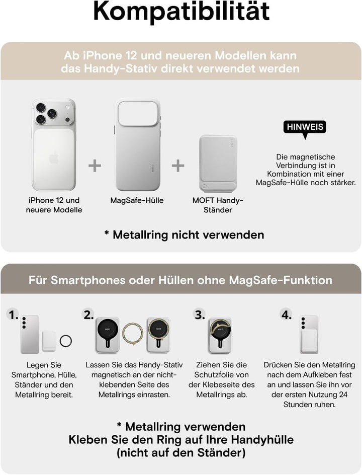 MOFT Handy Stativ für Smartphone, [Ultra Dünn &amp; Tragbar] Faltebar MOVAS Veganes Leder Stativ für Mag