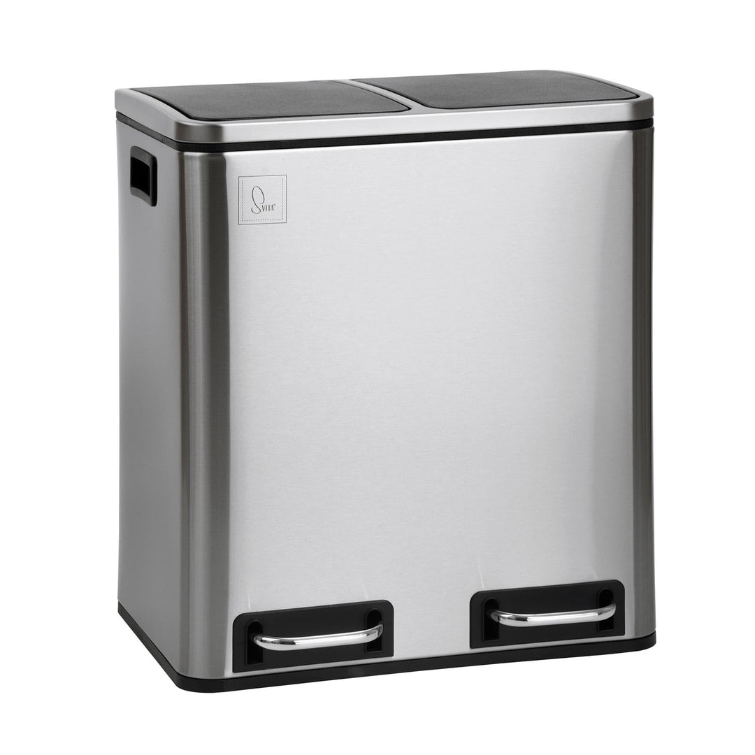SVITA TM2X15 Edelstahl Treteimer 30 Liter Silber Abfalleimer Mülleimer Design Mülltrennung Papierkor