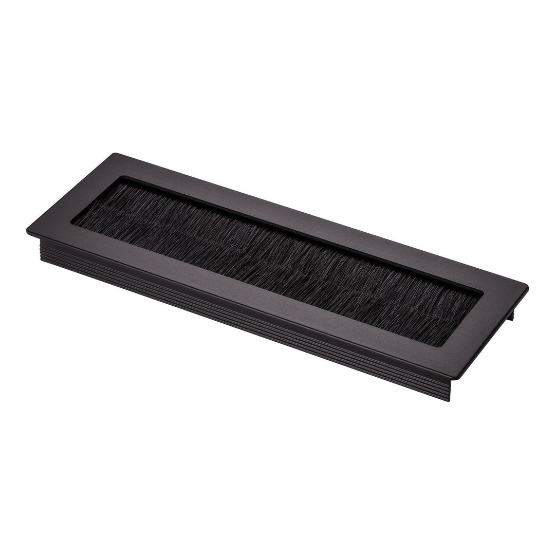 2 x Kabeldurchlass Kabeldurchführung Toledo aus Aluminium schwarz 20 x 7 cm Einbaumass: 19 x 6 x 1,6