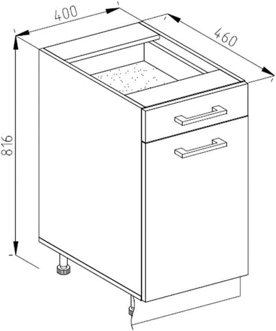 Vicco Küchenunterschrank R-Line, Goldkraft Eiche/Anthrazit, 40 cm J-Shape, ohne Arbeitsplatte Goldkr