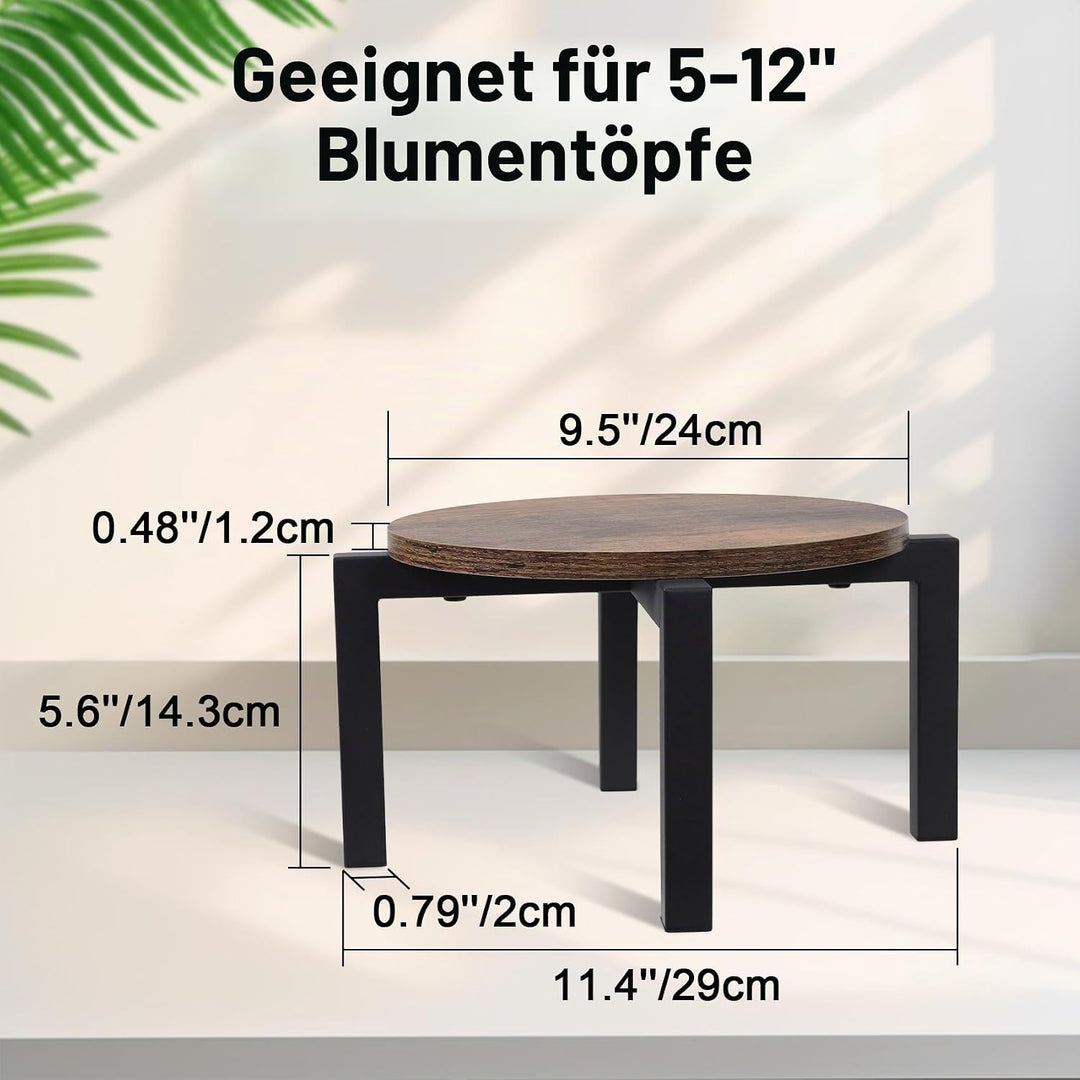 Pflanzenständer für den Innenbereich, robuster, stabiler Metall-Pflanzenhalter, Holz-Pflanzenhocker,