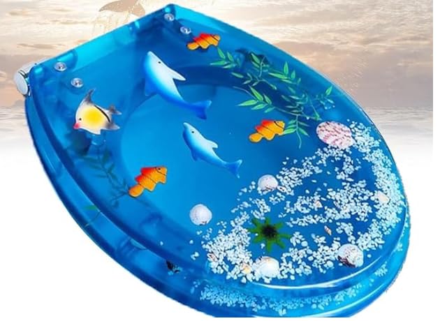 Premium-Toilettensitz aus blauem Ozeanharz, Soft-Close-Funktion mit antibakterieller Wirkung, langsa
